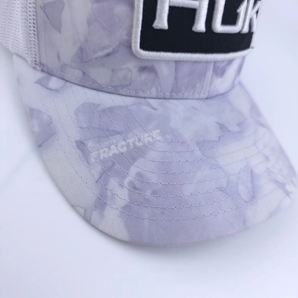 Huk Trucker Hat Mens OSFA Purple White Fracture Camo‎ Mesh Snapback Fishing Cap